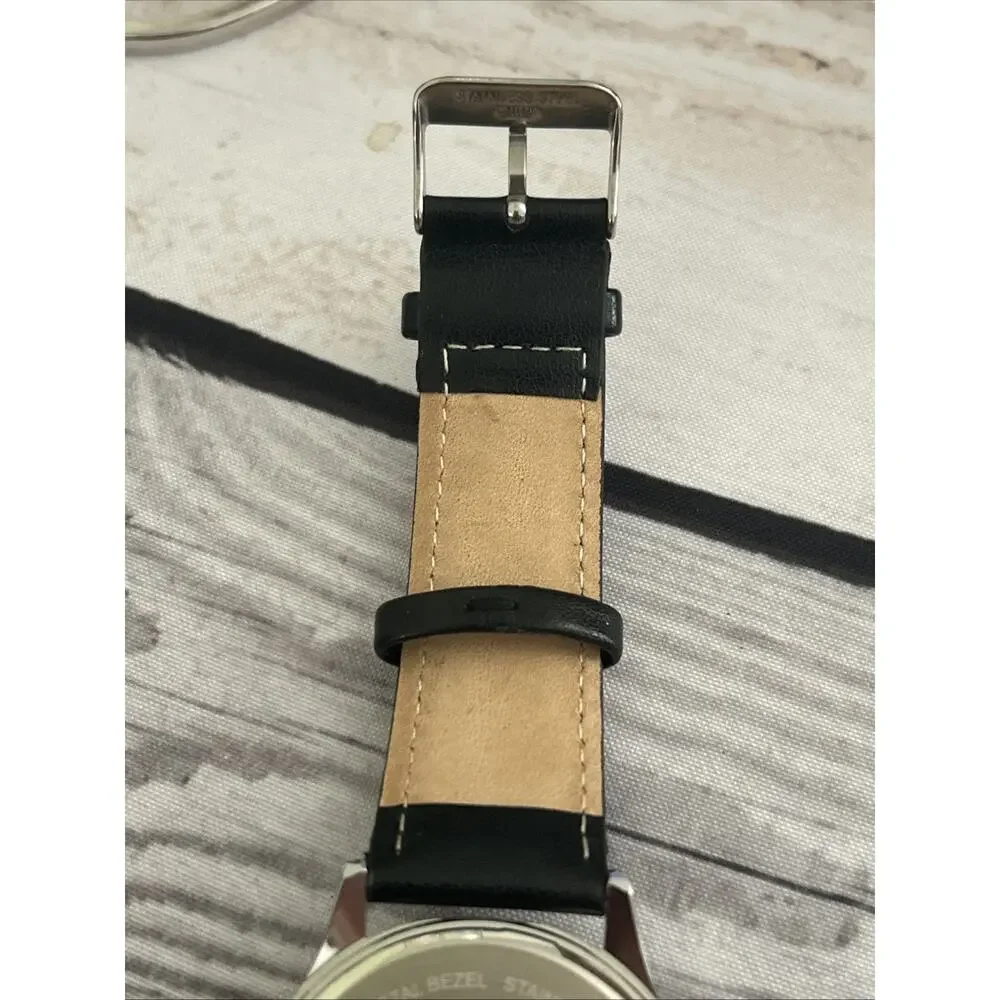 Amazon Essentials Silver Case Black Dial And Band Men’s Watch